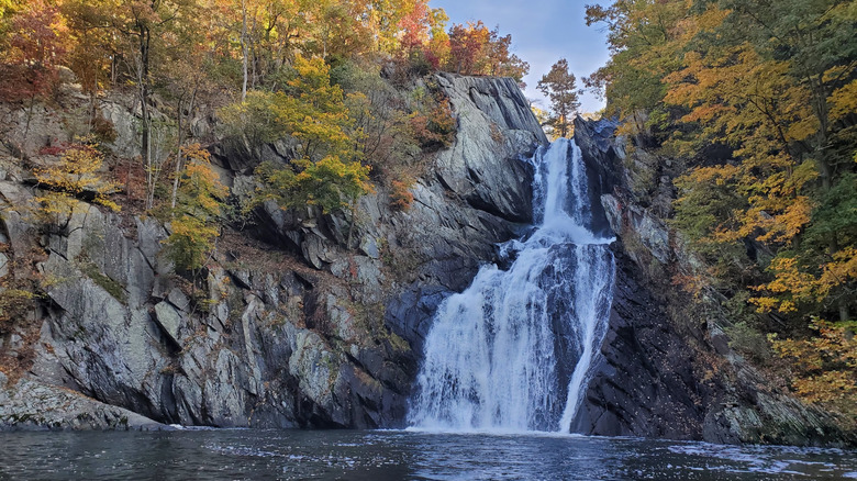 High Falls, a waterfall along Agawamuck Creek, in Philmont in the Hudson Valley of New York