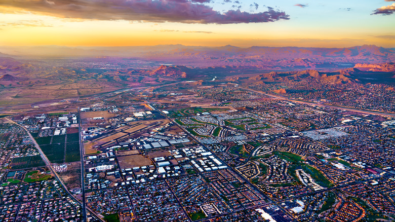 Aerial view of an Arizona suburb