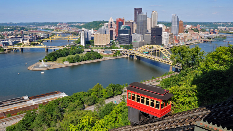 The historic Duquesne Incline travels up Mount Washington in Pittsburgh.