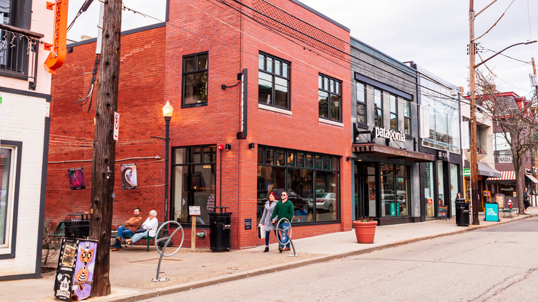 Stores line Walnut Street in the Shadyside neighborhood of Pittsburgh