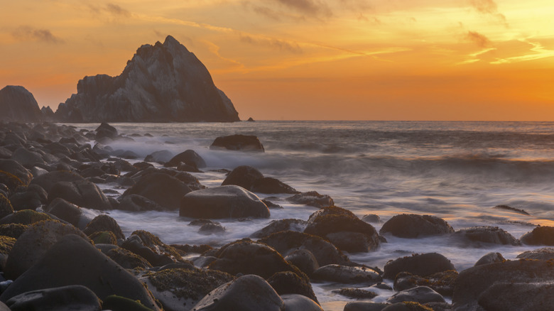 Sunset over a beach in Pacifica near San Francisco