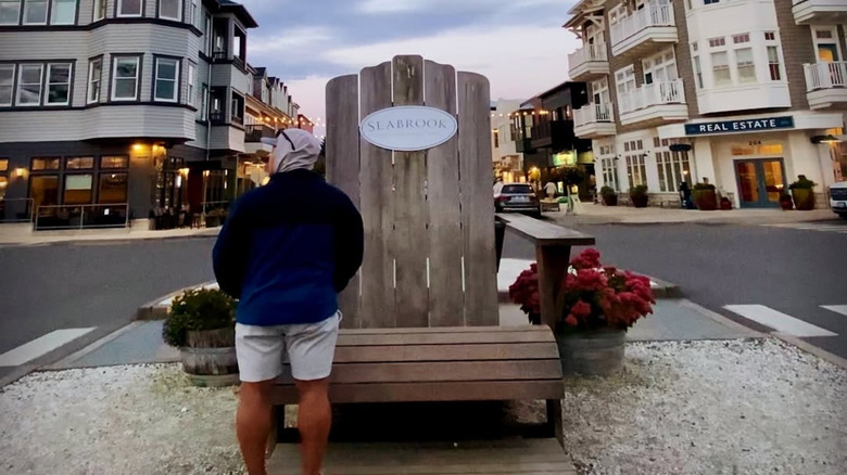 Person at an intersection in Seabrook, Washington