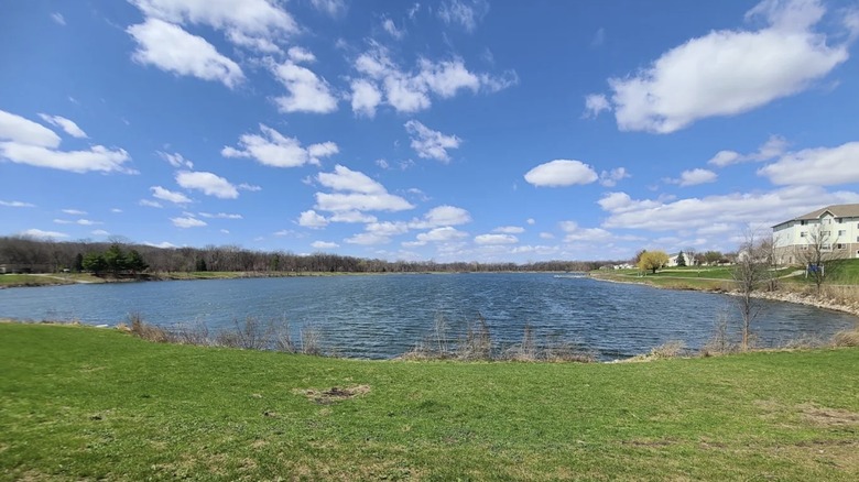 A beautiful sunny day at Copper Creek Lake Park in Pleasant Hill, Iowa.