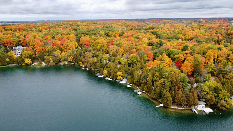 Fall foliage surrounding Elkhart Lake