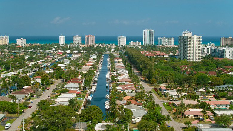 Buildings and sea in Pompano Beach, Florida