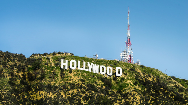 The Hollywood sign in Los Angeles from a distance