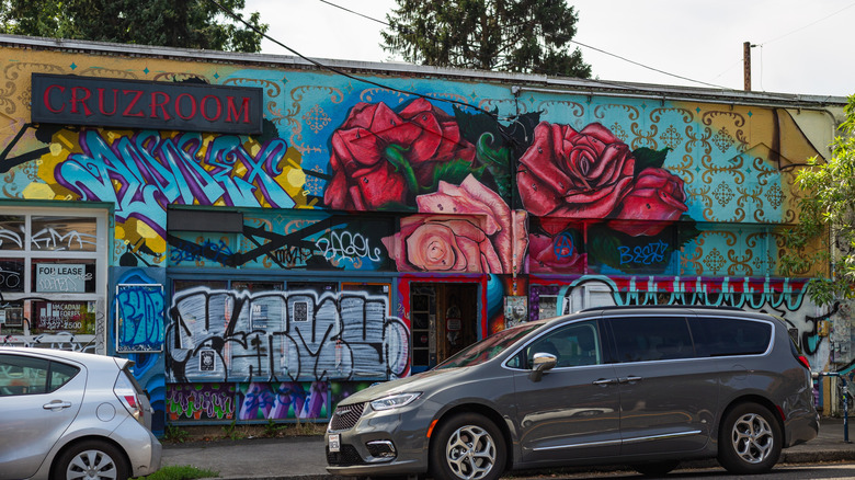 Mural and graffitti in the Alberta Arts District