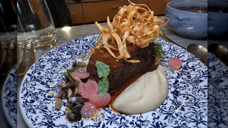 Close up shot of a dish at Kann in Portland, Oregon