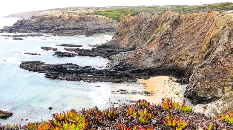 Cliffs and shore at Cavaleiro Beach