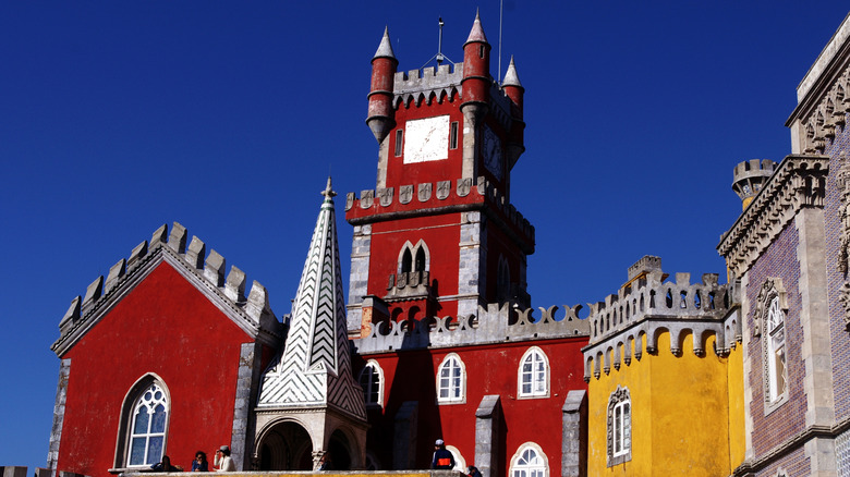 Palace with red, yellow and light blue facade