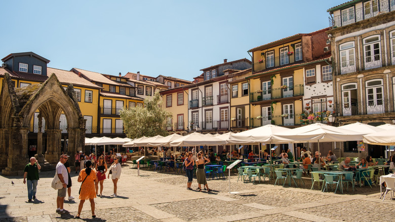 Guimaraes town square colorful buildings
