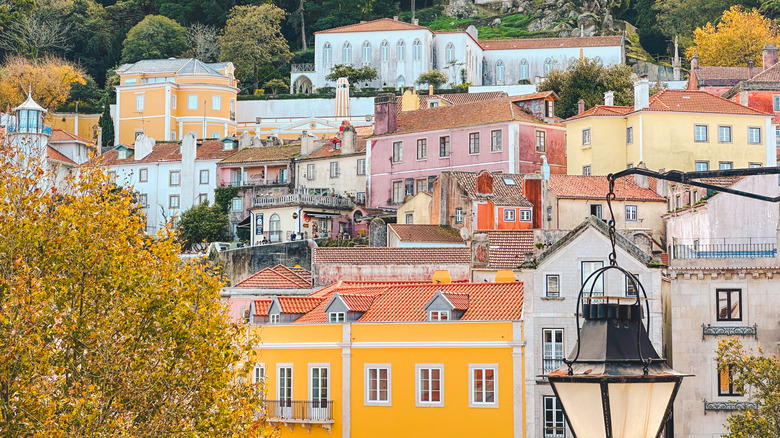 Colorful houses in Sintra's old town center