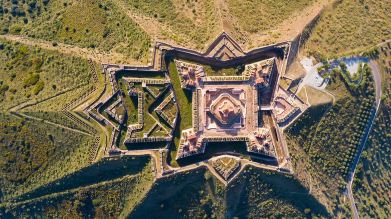 An aerial view of the 18th-century Forte de Nossa Senhora da Graça, just north of Elvas, Portugal