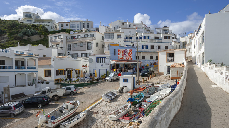 Burgau center square is a small fishing village in Portugal