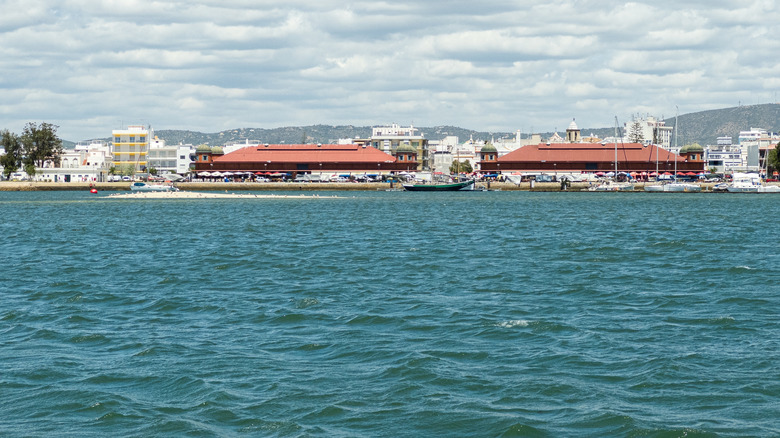 Olhão, Portugal's coastline with red-roof buildings