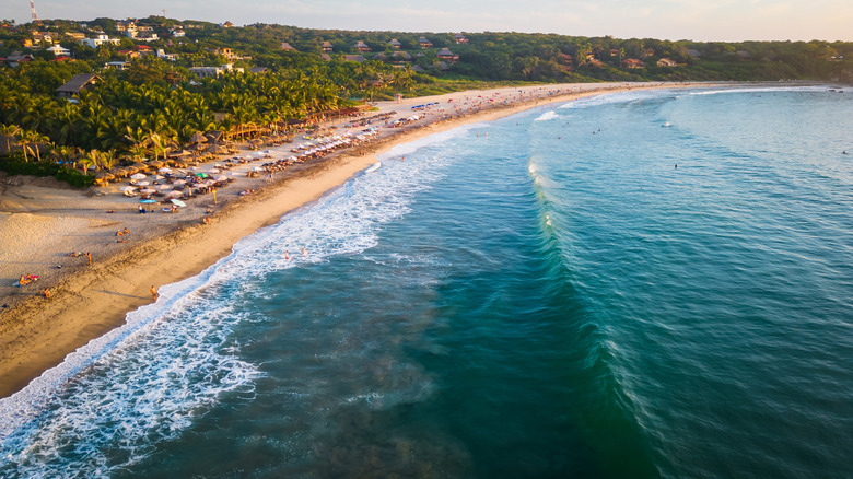 Aerial shot of Zicatela Beach