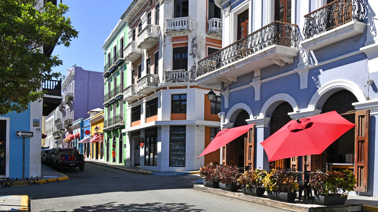 Downtown San Juan, with colorful building lining a street