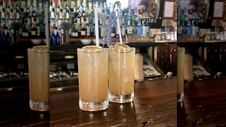 Two glasses of Pina Coladas at La Factoria