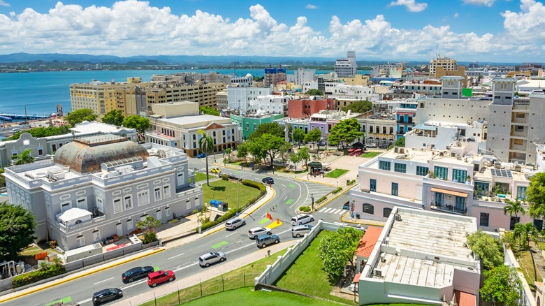 San Juan cityscape under blue skies in Puerto Rico