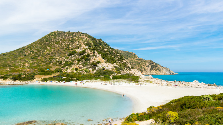 View of Punta Molentis beach in Villasimius, Sardinia