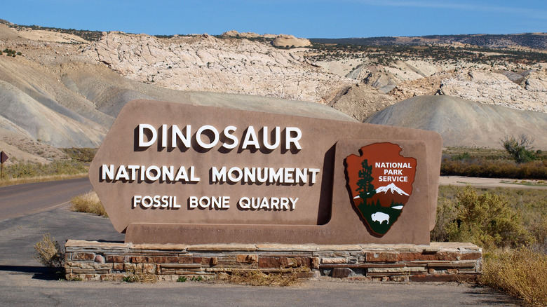 The sign for Dinosaur National Monument's Fossil Bone Quarry