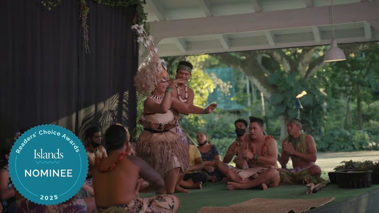 Men dancing during luau