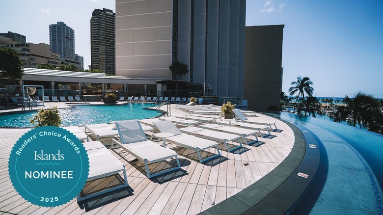 Swimming pool on a sunny day at Prince Waikiki
