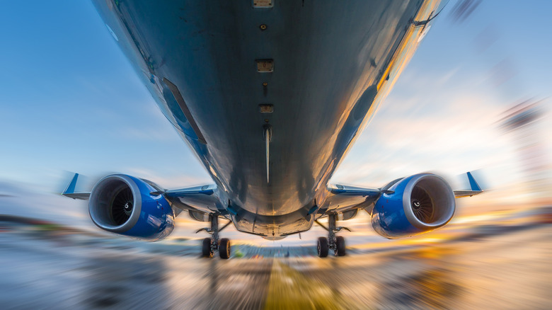 An airplane on takeoff