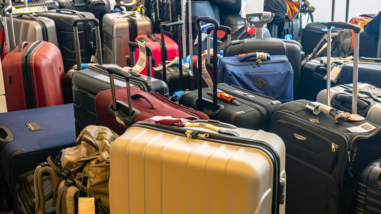 chaotic airport baggage