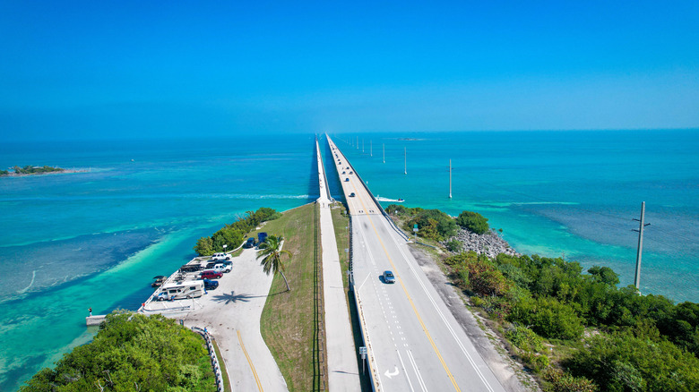 Aerial view of the Overseas Highway in the Florida Keys