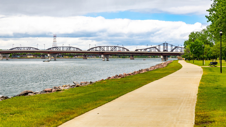 View of the Missouri River from a park in Pierre, South Dakota