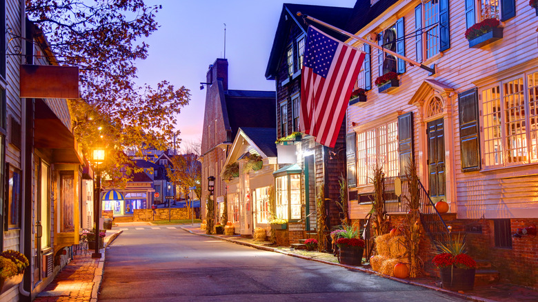 New England style main street in Newport Rhode Island