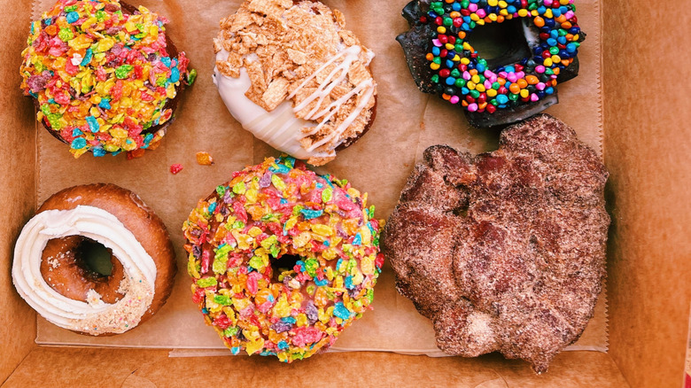 Assorted donuts in a box