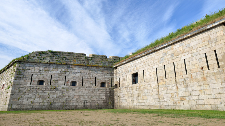 The stone ramparts of Fort Adams in Rhode Island