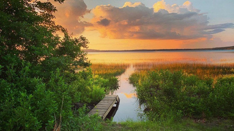 Sun sets over Worden Pond
