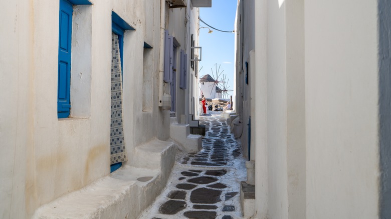 Empty street in Mykonos