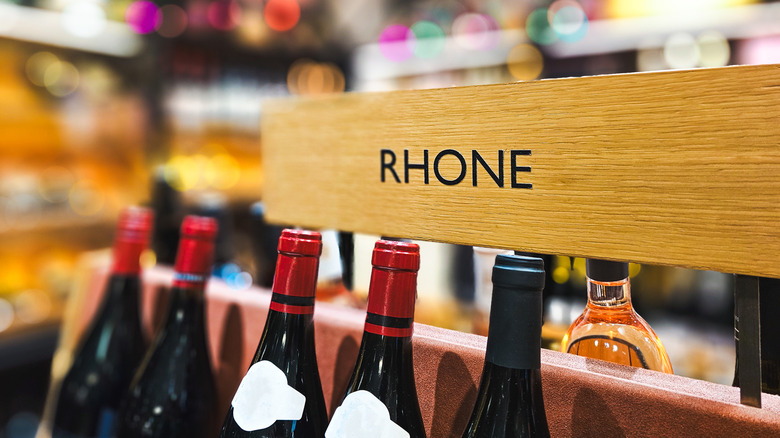 Wine bottles in the Rhone Valley