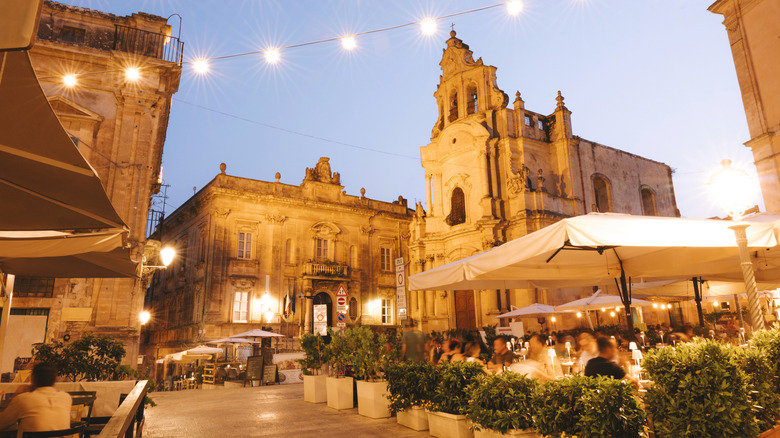 Piazza Polo in Ragusa Sicily after the sun has set