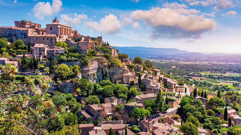 Aerial view of the hilltop village of Gordes