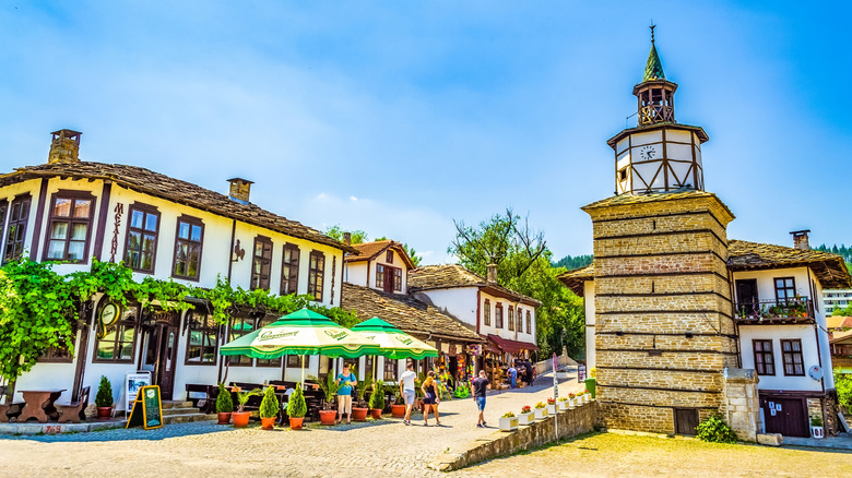 Tryavna, Bulgaria town center and clock tower