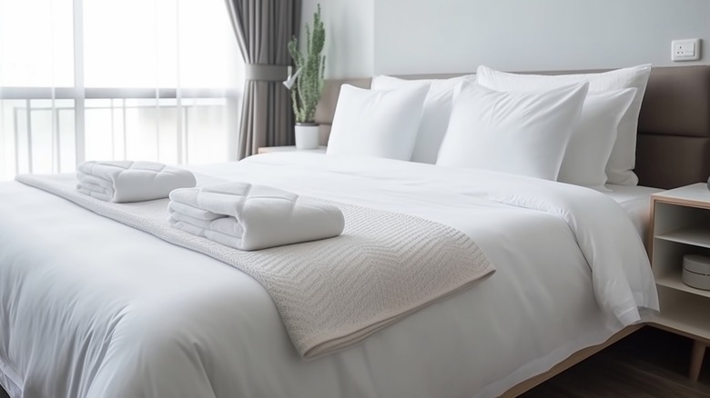 White linens on hotel bed