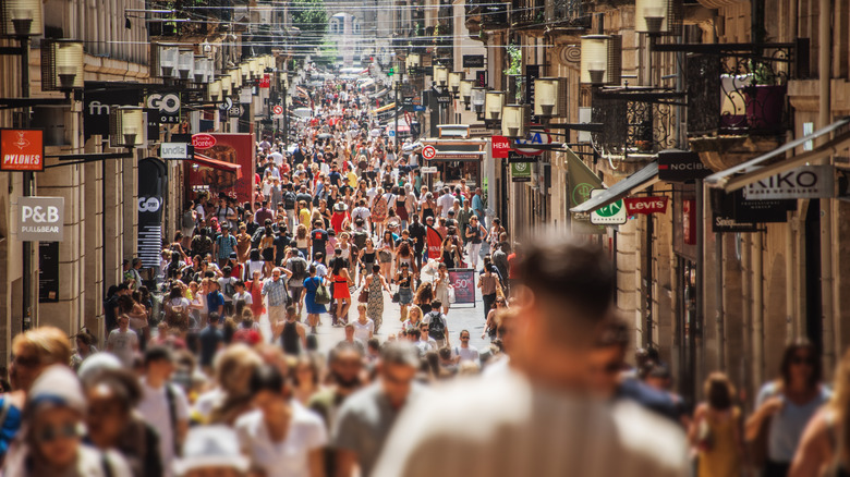 Crowded street in France