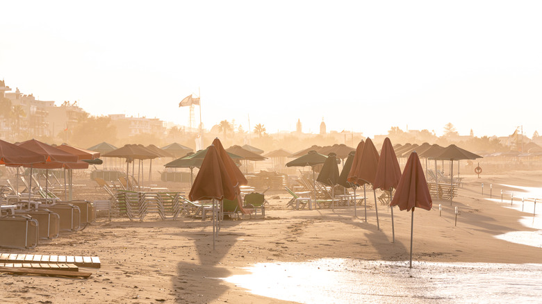 Sandy beach on a hot day in Crete, Greece