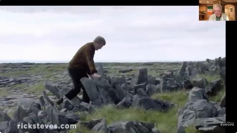 Screenshot from the "Watch with Rick Steves — Ireland with Stephen McPhilemy" episode of Monday Night Travel, a web series hosted by Rick Steves and his team.