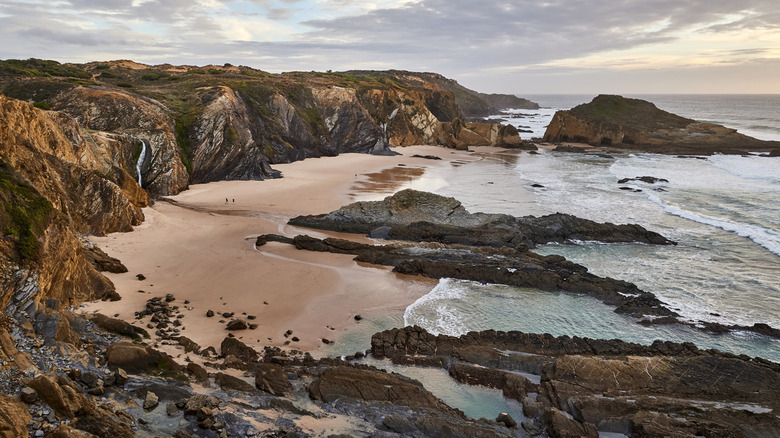 Rocks and waves on the beaches of Alentejo
