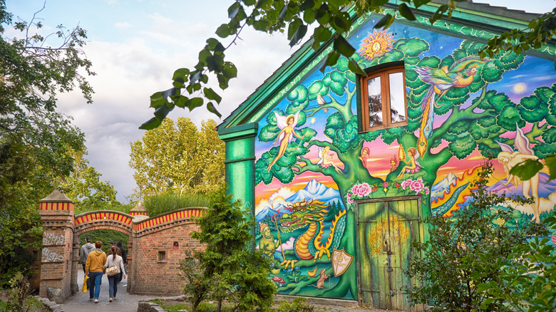 A mural at the entrance of Christiania in Copenhagen