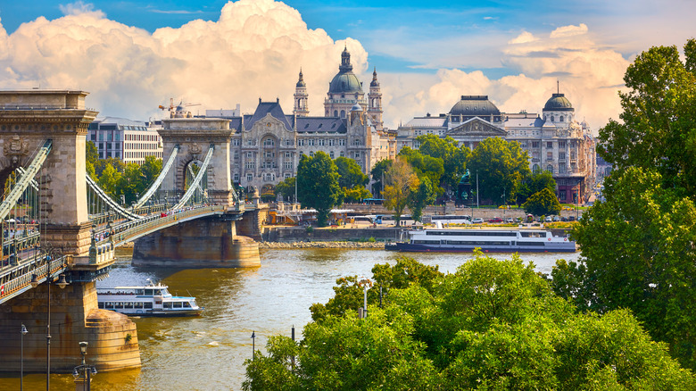 Danube River and Chain Bridge in Budapest