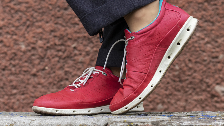 Stylish red walking shoes