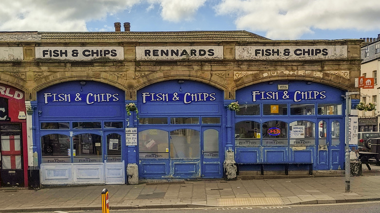 Fish and chips shop in Scarborough, England