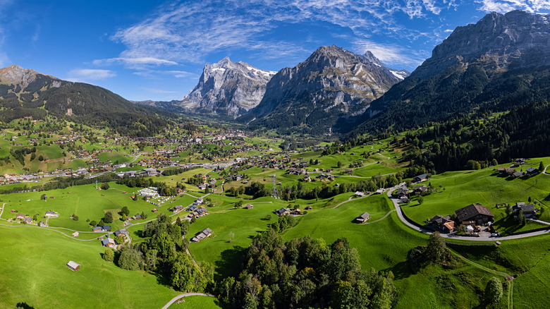 Aerial of Grindelwald, Switzerland